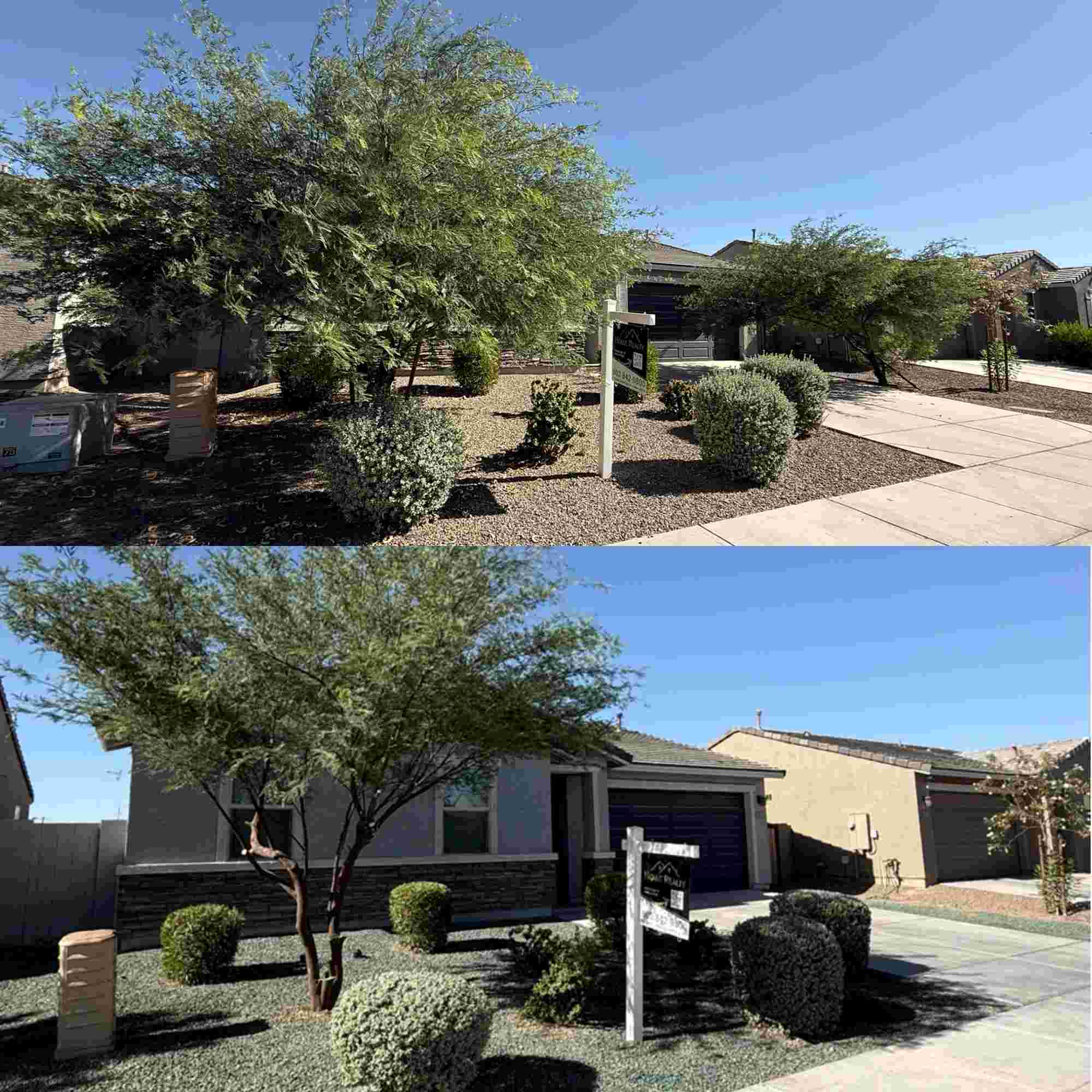 Front yard desert yard cleanup and professional gravel granite design in Tolleson AZ